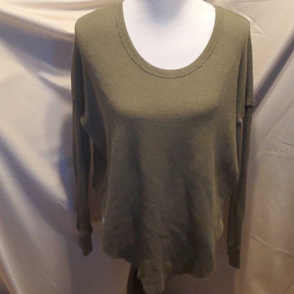 We The Free Waffle Swoop Neck Top SZ SM